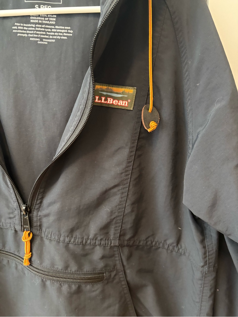 L.L. Bean Men's Black Jacket with Orange Drawcords